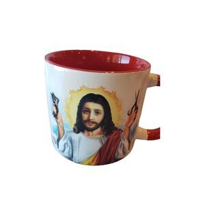 The Unemployed‎ Philosophers Guild JESUS SHAVES CHANGING Coffee Mug Cup